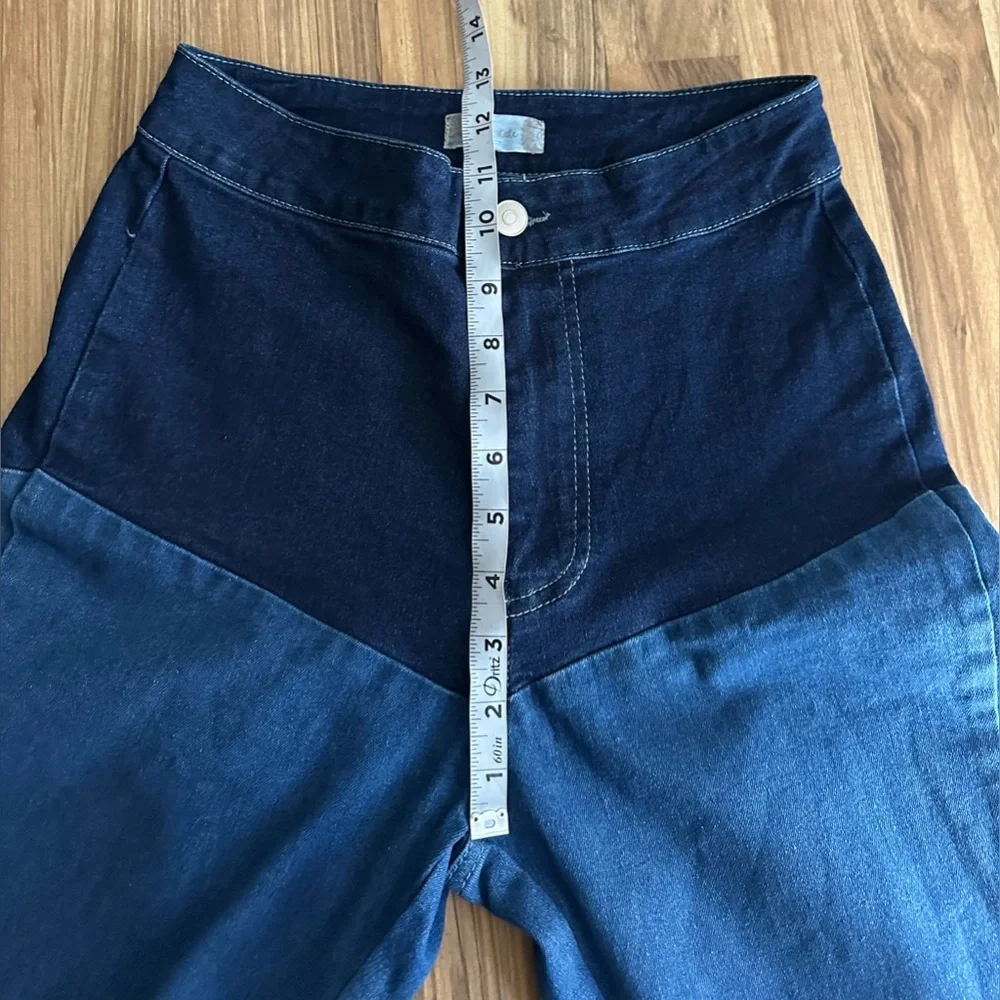 Altar’d State High Waisted Color Block Patch Bell Bottom Blue Size Medium - Picture 9 of 11